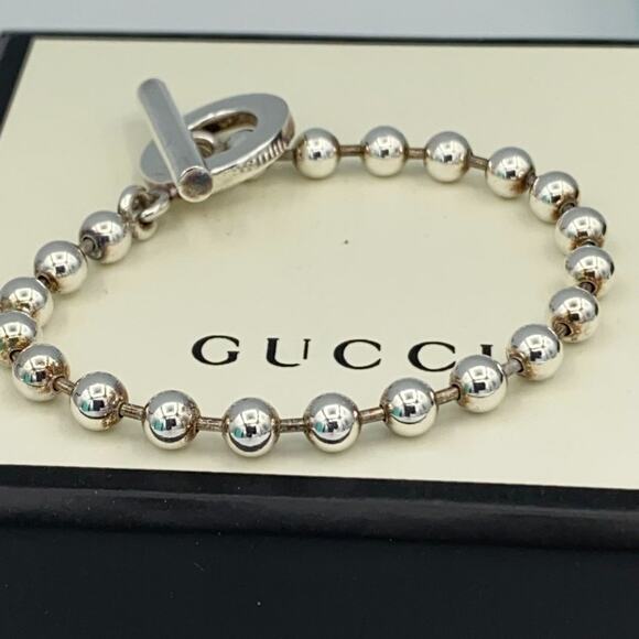 Authentic Gucci Sterling Silver Boule Chain Bracelet – 7.5" - Picture 2 of 6